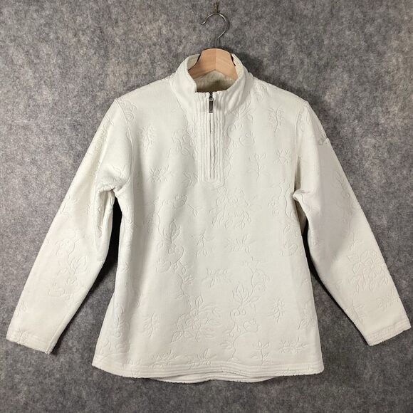 Gear For Sports Women’s Fleece Floral Cream 1/4 Zip Pullover Size Small Golf Top - Picture 5 of 16